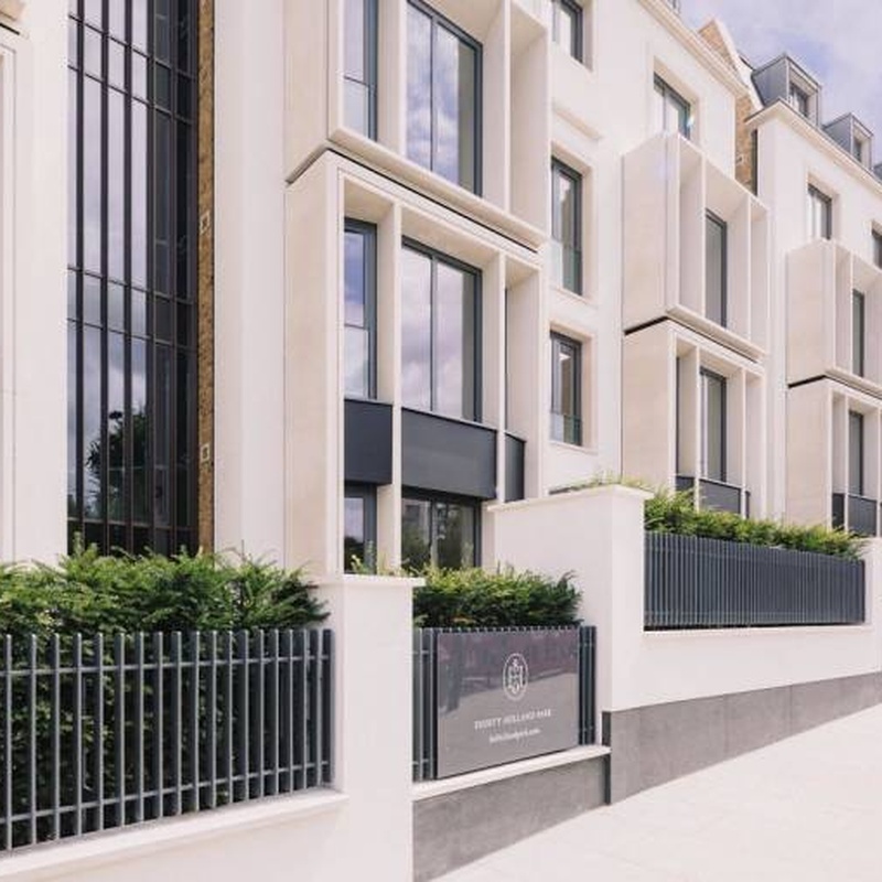 The contemporary facade of 80 Holland Park, a prestigious fully serviced residential development in Holland Park.