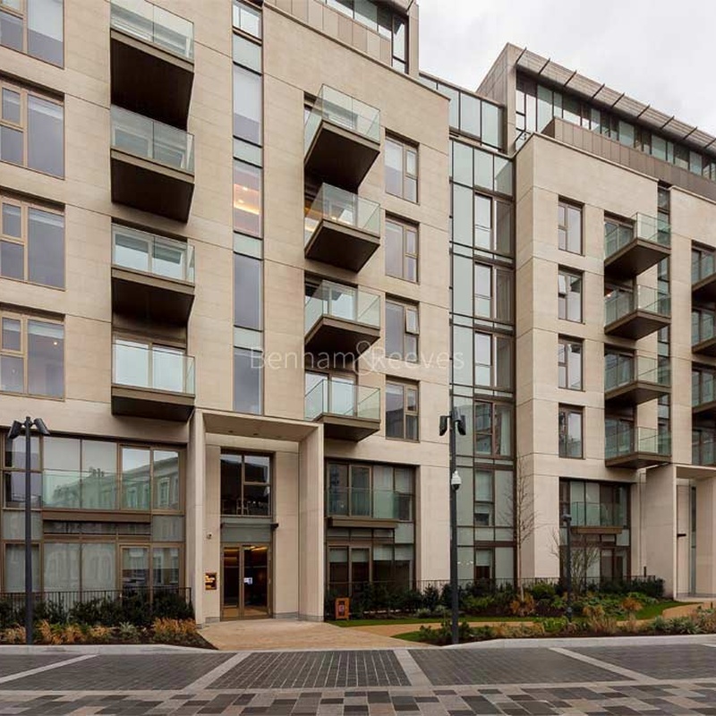 The contemporary architecture and landscaped grounds of Lillie Square, a premier residential development in Earls Court.